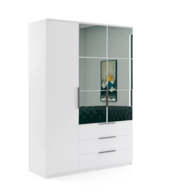 Třídveřová šatní skříň 150 JANIKA se šuplíky - bílá