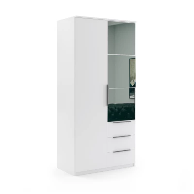 Dvoudveřová šatní skříň 100 JANIKA se šuplíky - bílá