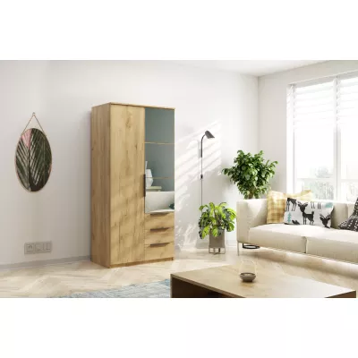 Dvoudveřová šatní skříň 100 JANIKA se šuplíky - dub craft zlatý