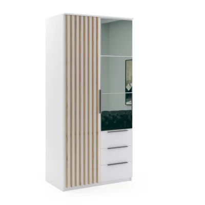 Šatní skříň 100 ORYNA se zrcadlem - bílá