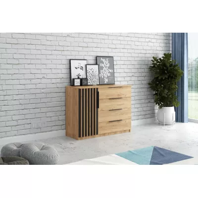 Kombinovaná komoda ORYNA II - dub craft zlatý / černá