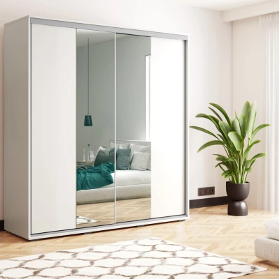 Šatní skříň 150/215 JESICCA se zrcadlem - bílá