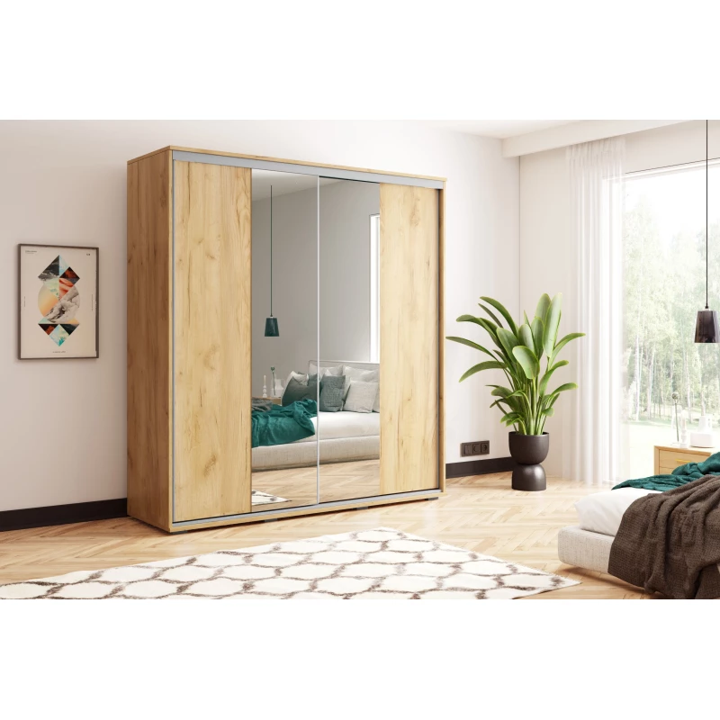 Šatní skříň 150/215 JESICCA se zrcadlem - dub craft zlatý