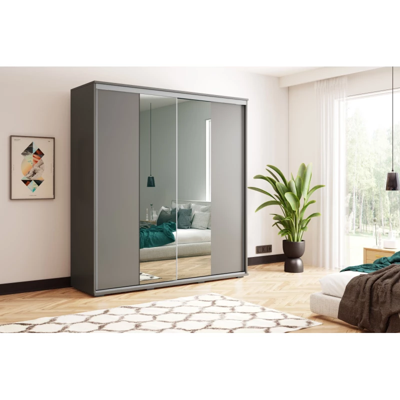 Šatní skříň 175/215 JESICCA se zrcadlem - grafit