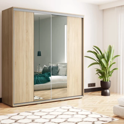 Šatní skříň 200/245 JESICCA se zrcadlem - dub sonoma