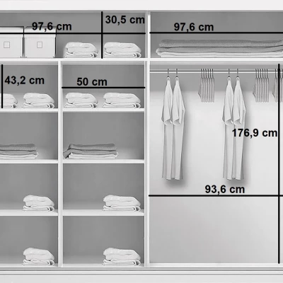 Šatní skříň 200/215 JESICCA se zrcadlem - dub sonoma