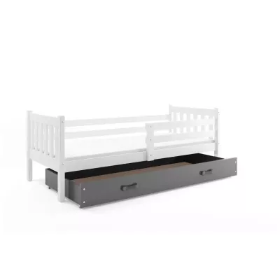 Dětská postel 90x200 CHARIS s matrací - bílá / grafitová