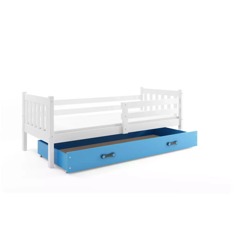 Dětská postel 90x200 CHARIS s matrací - bílá / modrá