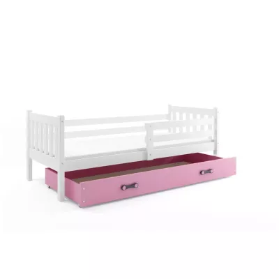 Dětská postel 90x200 CHARIS - bílá / růžová