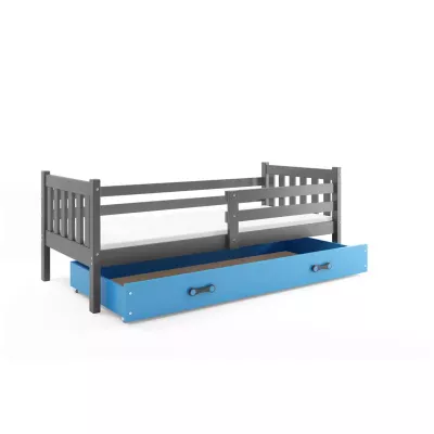 Dětská postel 90x200 CHARIS - grafitová / modrá