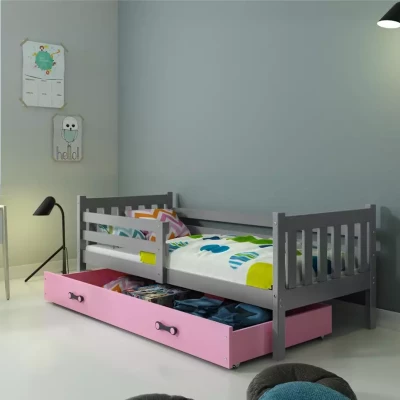 Dětská postel 90x200 CHARIS - grafitová / růžová