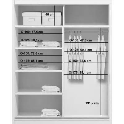 Šatní skříň 175/215 JESICCA se zrcadlem - bílá