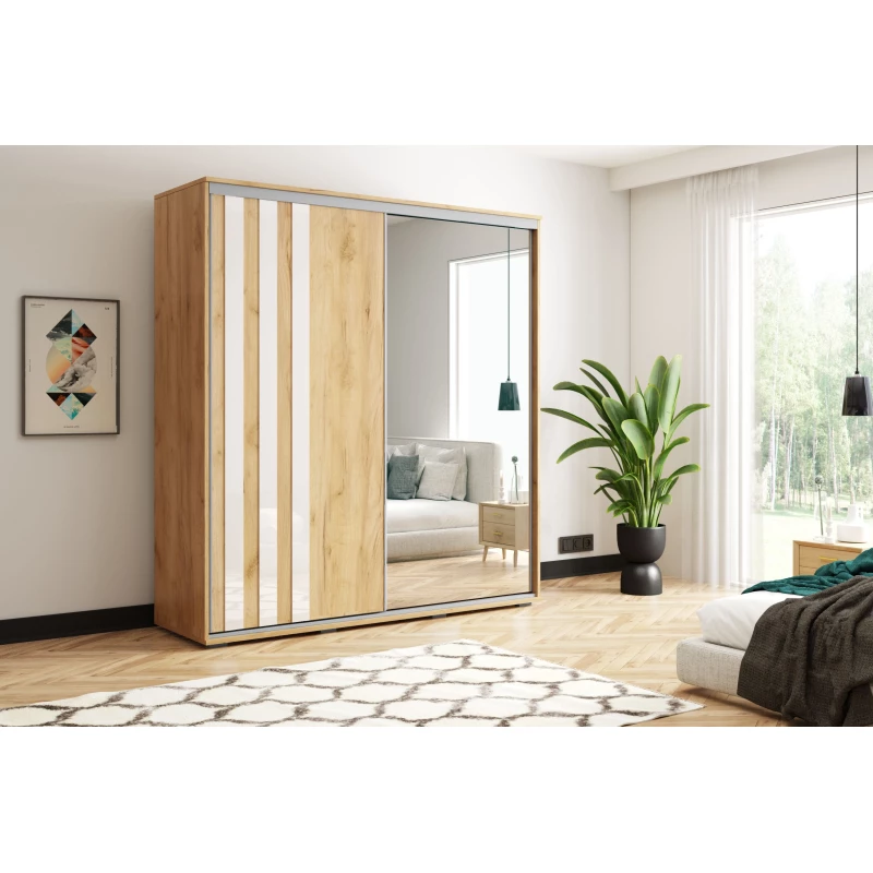 Dvoudveřová šatní skříň 125/215 ELIANA - dub craft zlatý