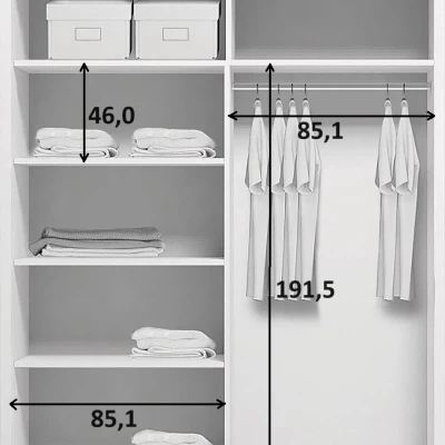 Dvoudveřová šatní skříň 175/245 ELIANA - dub craft zlatý