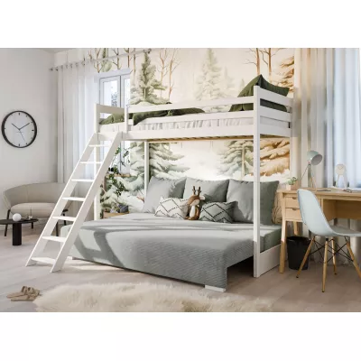 Patrová postel s pohovkou SANEM - 90x200, bílá / šedá