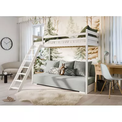 Patrová postel s pohovkou SANEM - 90x200, bílá / šedá