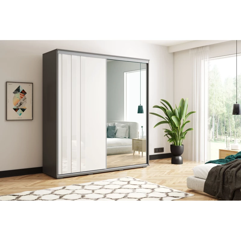 Dvoudveřová šatní skříň 230/215 ELIANA - grafit / bílá