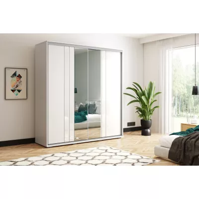 Šatní skříň 200/215 PAISLEY se zrcadly - bílá