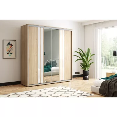 Šatní skříň 200/245 PAISLEY se zrcadly - dub sonoma