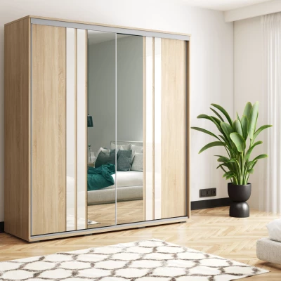 Šatní skříň 230/245 PAISLEY se zrcadly - dub sonoma