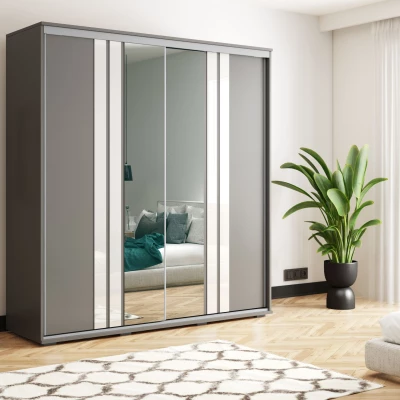 Šatní skříň 230/245 PAISLEY se zrcadly - grafit