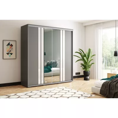 Šatní skříň 230/245 PAISLEY se zrcadly - grafit