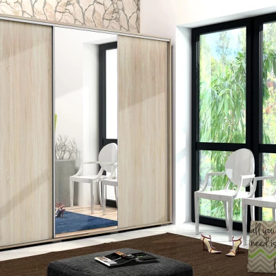 Třídveřová šatní skříň 250/215 LEONARDO - dub sonoma