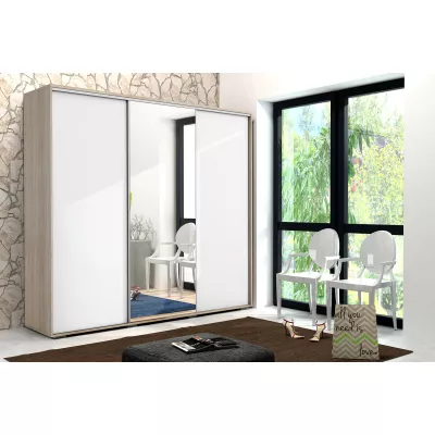 Třídveřová šatní skříň 250/215 LEONARDO - dub sonoma / bílá