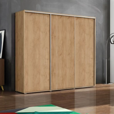 Třídveřová šatní skříň 278/215 LEO - dub craft zlatý