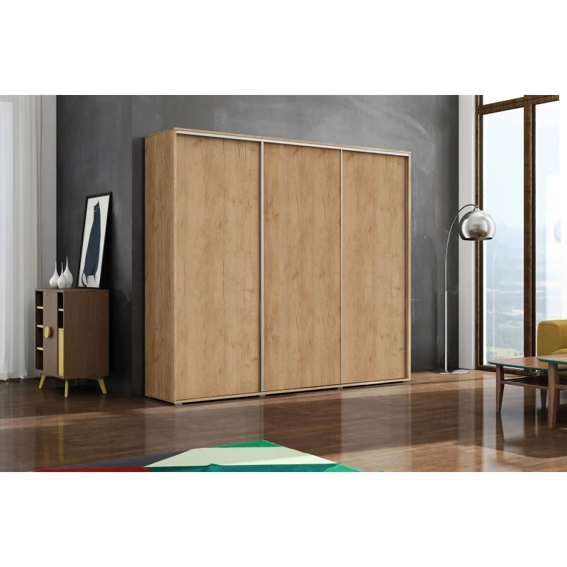 Třídveřová šatní skříň 278/215 LEO - dub craft zlatý