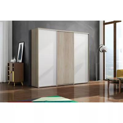 Třídveřová šatní skříň 278/215 LEO - dub sonoma / bílá