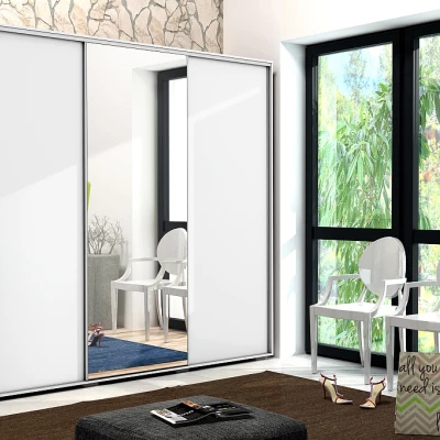 Třídveřová šatní skříň 278/215 LEONARDO - bílá