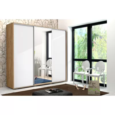 Třídveřová šatní skříň 278/215 LEONARDO - dub craft zlatý / bílá