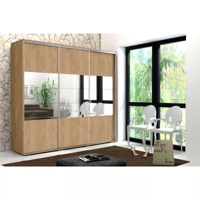 Třídveřová šatní skříň 250/215 LUCA - dub craft zlatý