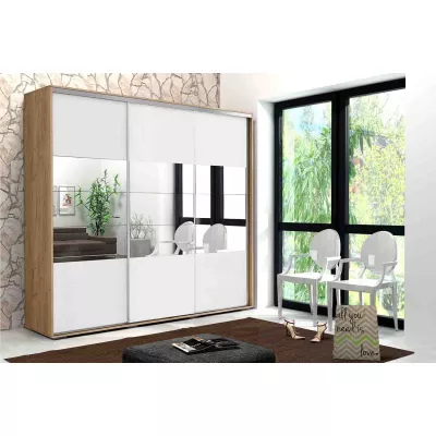 Třídveřová šatní skříň 250/215 LUCA - dub craft zlatý / bílá