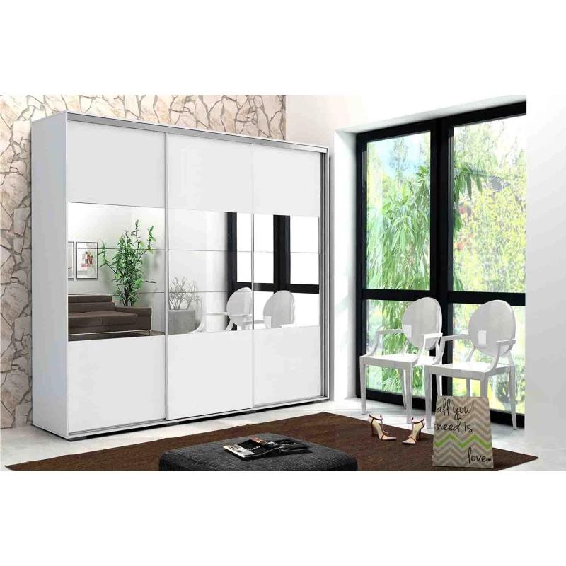 Třídveřová šatní skříň 278/215 LUCA - bílá