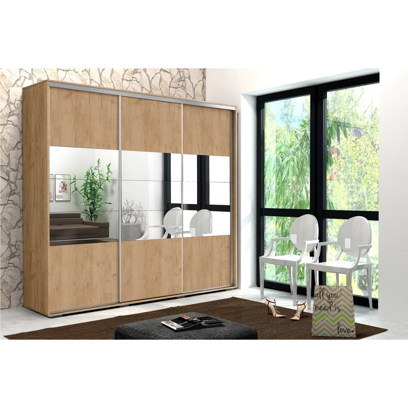 Třídveřová šatní skříň 278/215 LUCA - dub craft zlatý