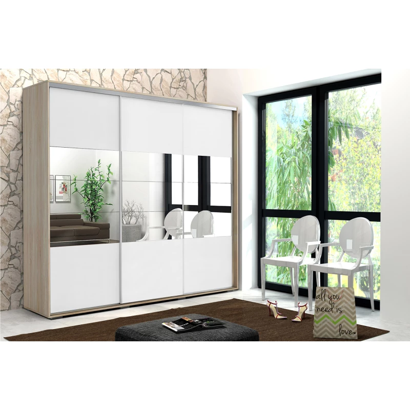 Třídveřová šatní skříň 278/215 LUCA - dub sonoma / bílá