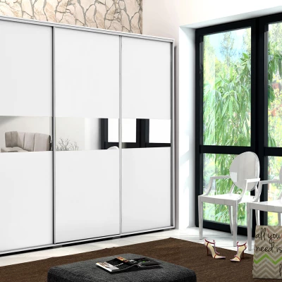 Šatní skříň 250/215 LUIS se zrcadlem - bílá