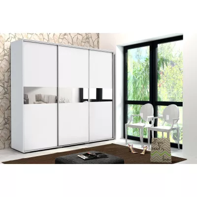 Šatní skříň 250/215 LUIS se zrcadlem - bílá