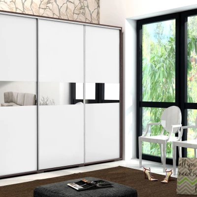 Šatní skříň 250/215 LUIS se zrcadlem - čokoláda / bílá