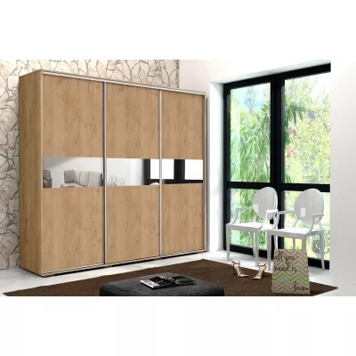 Šatní skříň 250/215 LUIS se zrcadlem - dub craft zlatý