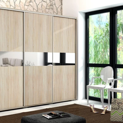 Šatní skříň 250/215 LUIS se zrcadlem - dub sonoma