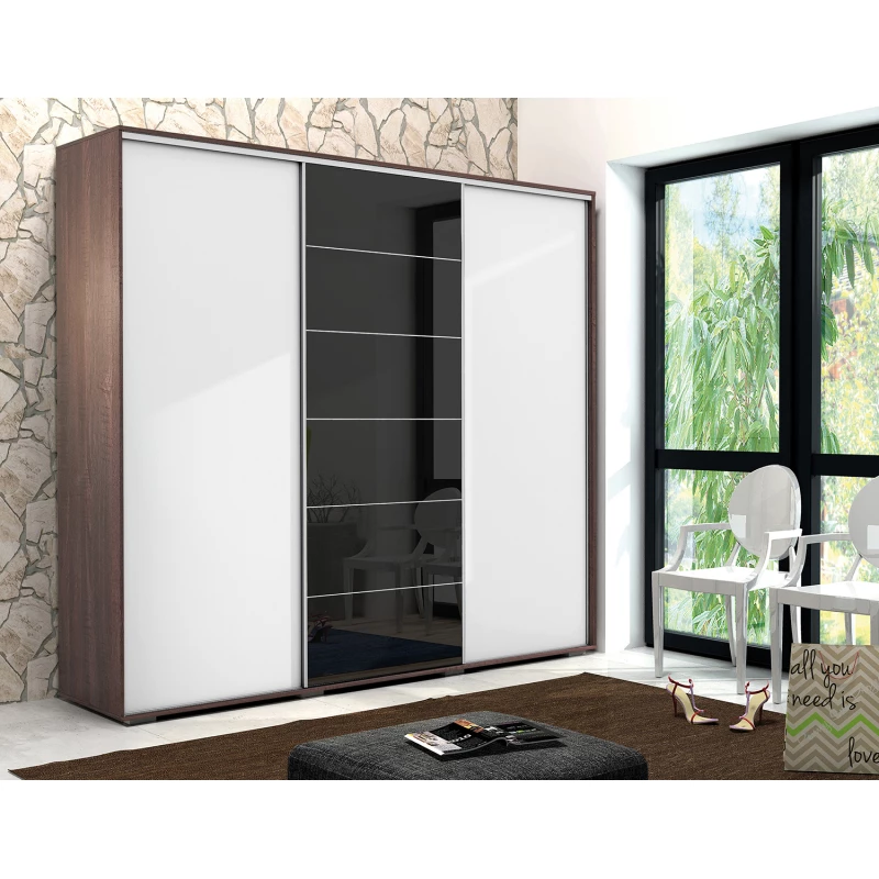 Šatní skříň 278/215 MANUEL - čokoláda / bílá