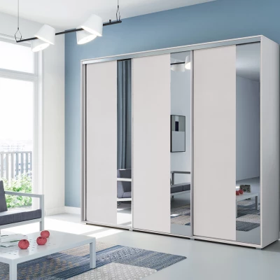 Třídveřová šatní skříň 250/215 MARCO - bílá