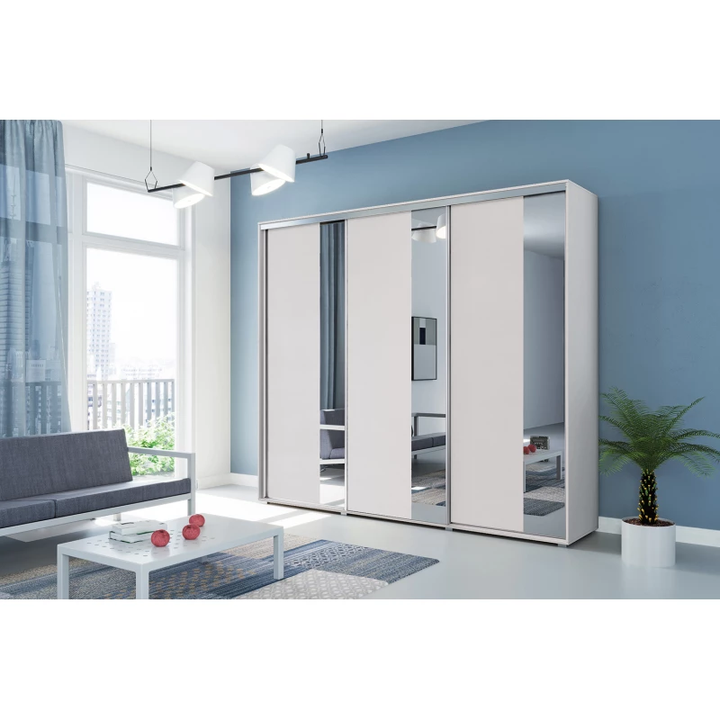 Třídveřová šatní skříň 250/215 MARCO - bílá