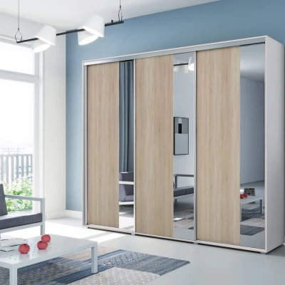 Třídveřová šatní skříň 278/215 MARCO - bílá / dub sonoma