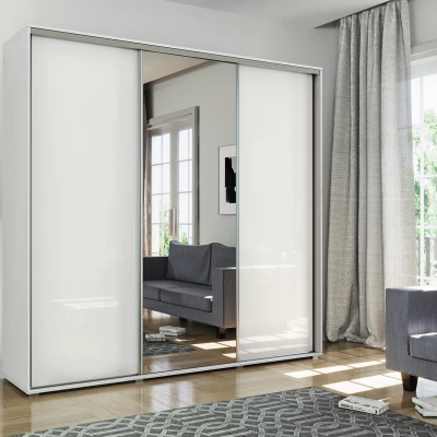 Šatní skříň 250/215 MATEO se zrcadlem - bílá