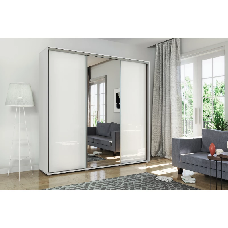 Šatní skříň 250/215 MATEO se zrcadlem - bílá