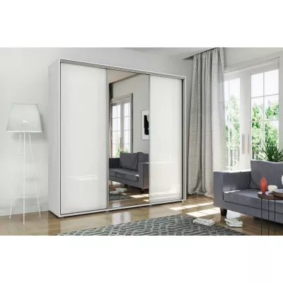 Šatní skříň 250/215 MATEO se zrcadlem - bílá